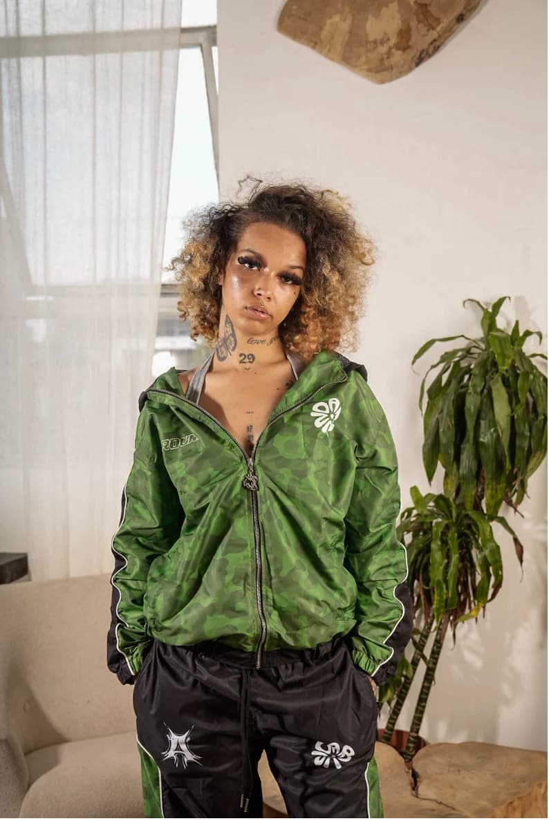 Green camo windbreaker set